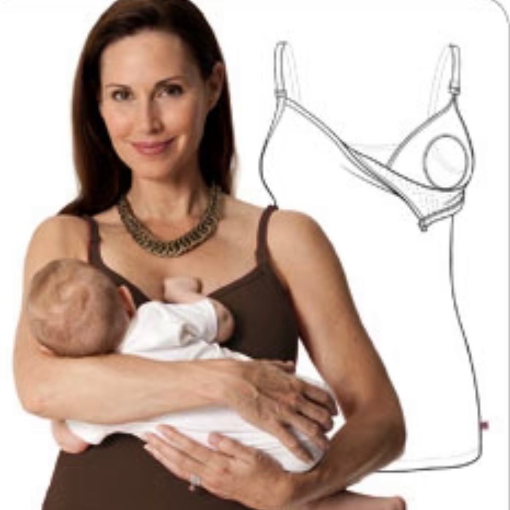 Glamourmom black built-in nursing bra tank top, size medium, new